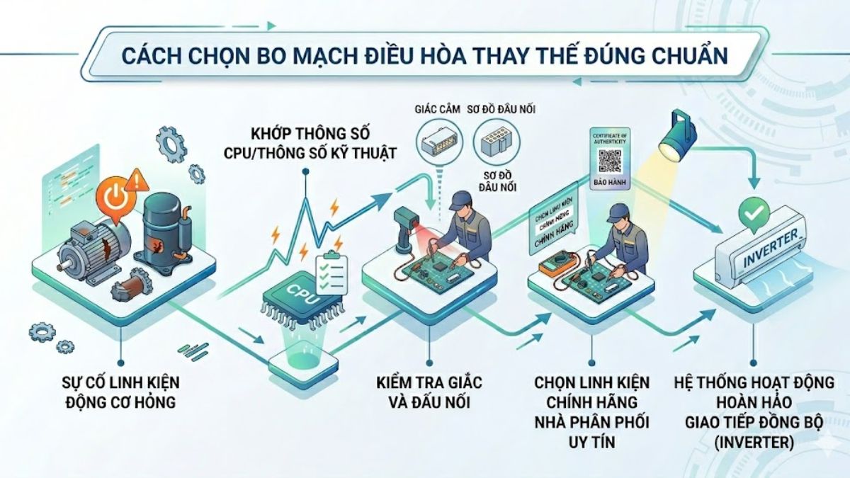 Cách chọn bo mạch điều hòa thay thế đúng chuẩn