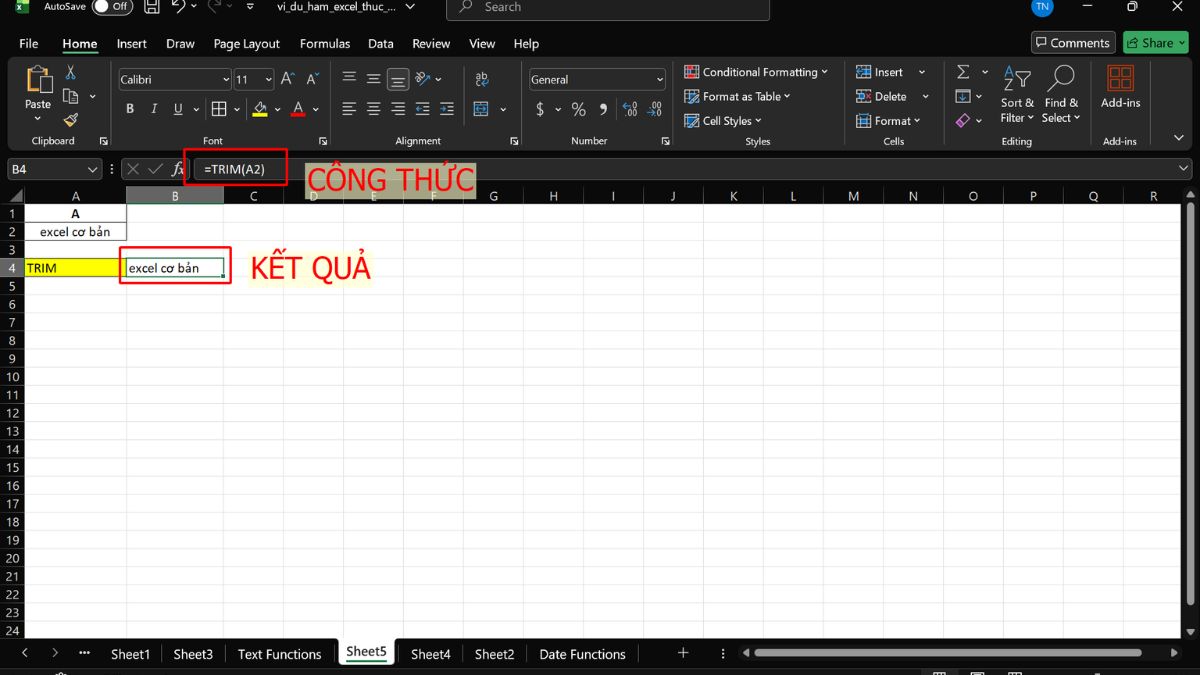 Hàm TRIM, UPPER, LOWER để chuẩn hóa văn bản