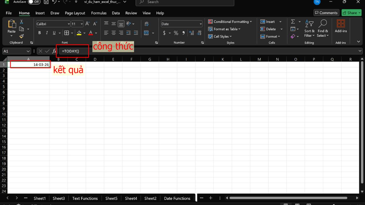 Hàm NOW và TODAY để lấy ngày giờ hiện tại
