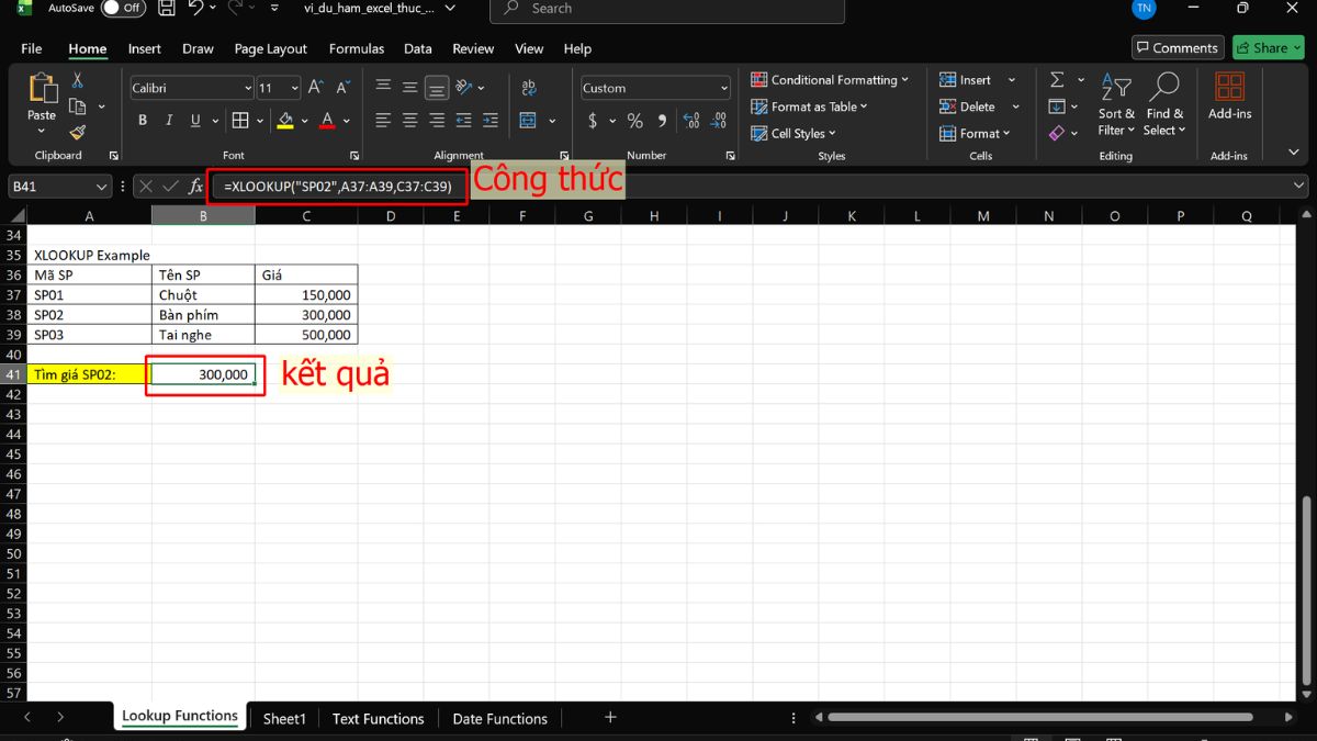 Hàm XLOOKUP để tra cứu linh hoạt