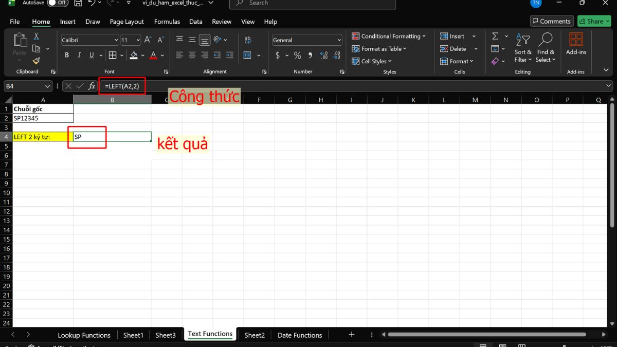 Hàm trong Excel để xử lý văn bản
