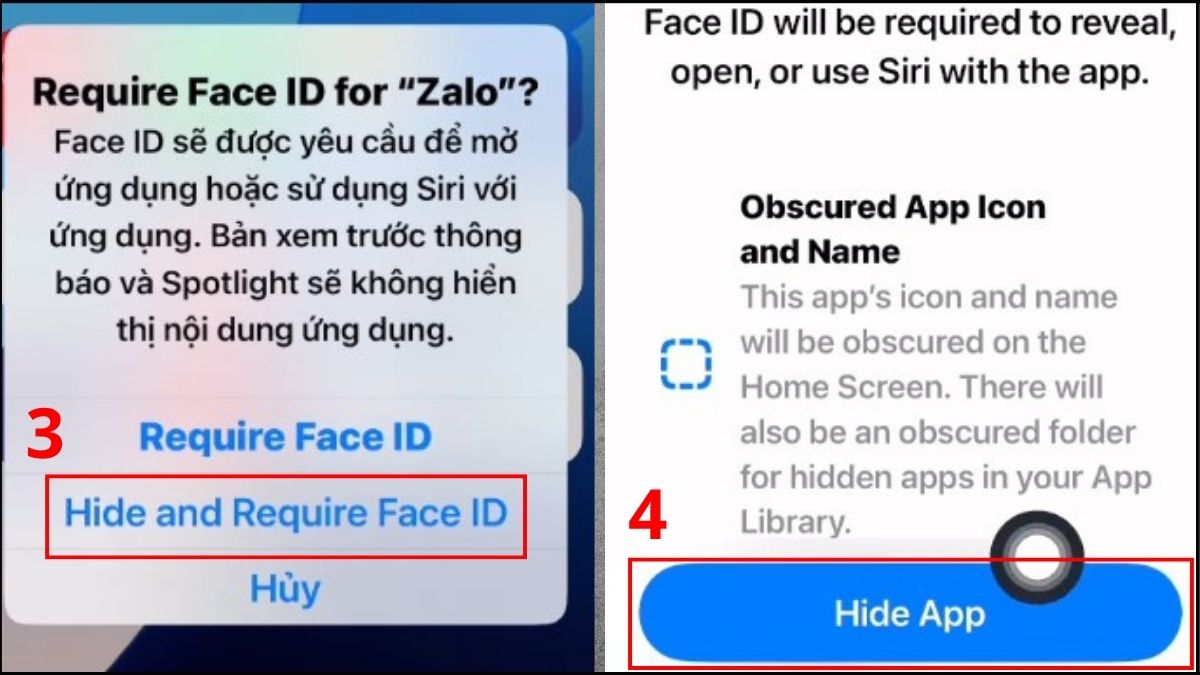 Nhấn Hide app để hoàn tất thao tác ẩn