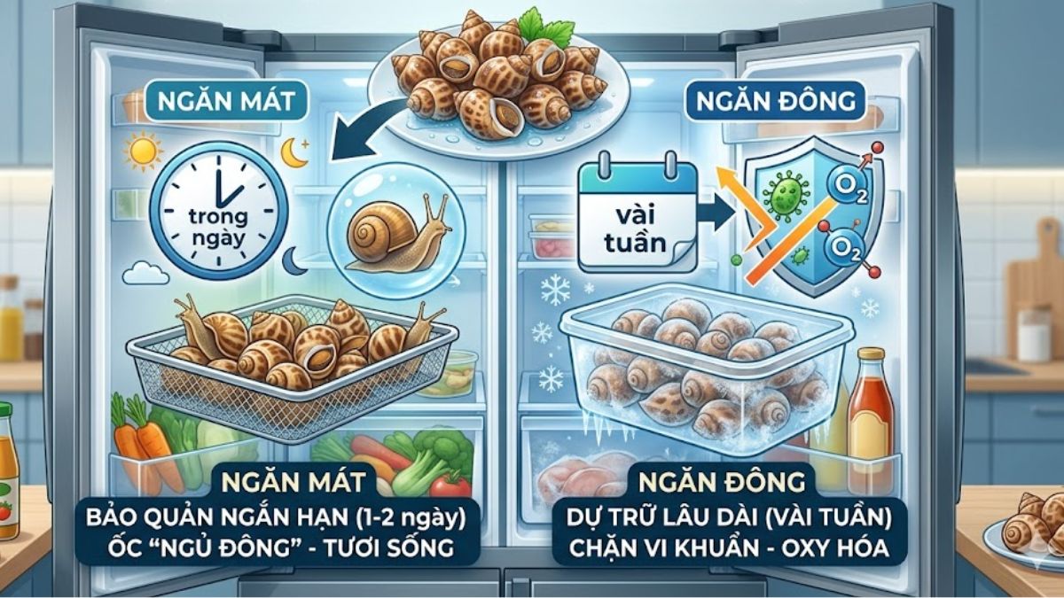 Ốc hương bỏ tủ lạnh được không?