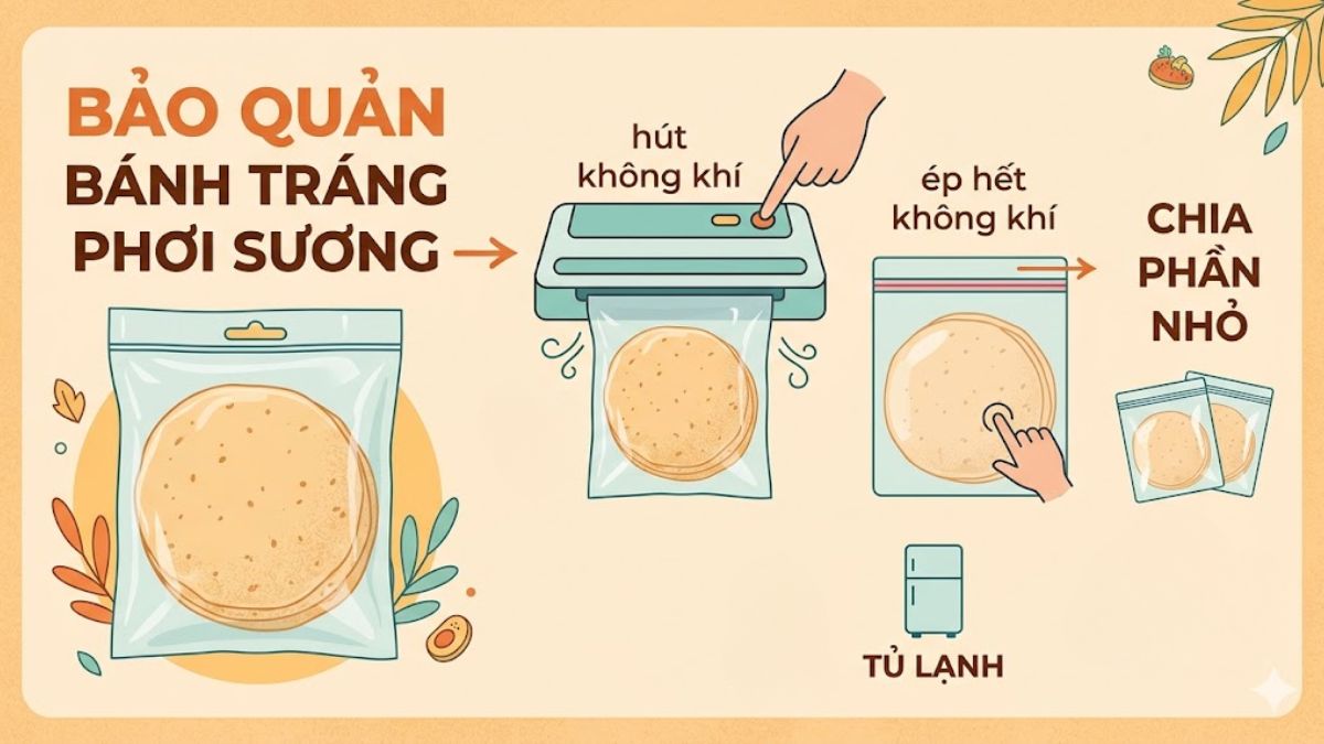 Cách bảo quản bánh tráng phơi sương trong tủ lạnh đúng cách