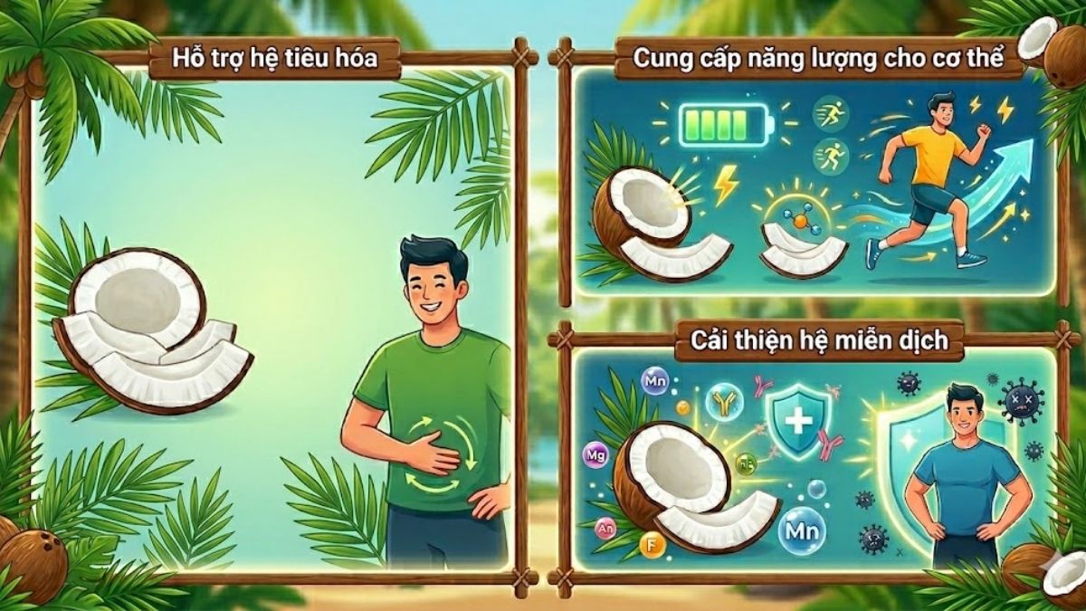 Lợi ích dinh dưỡng của cùi dừa tươi