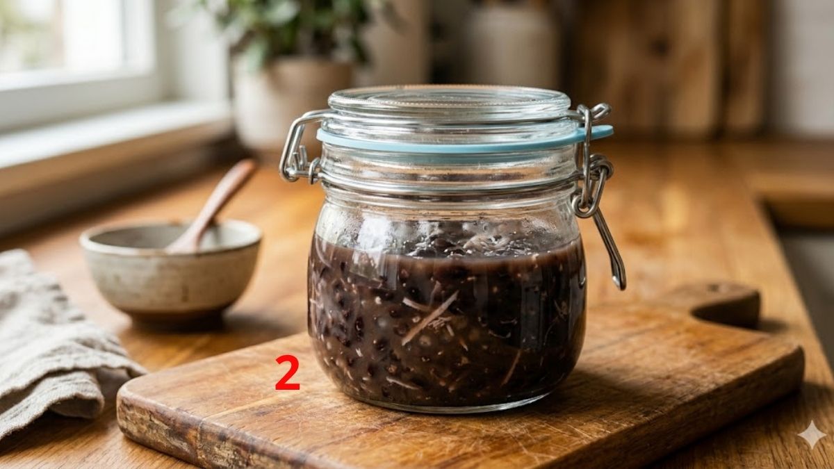 Cho chè vào hộp thuỷ tinh
