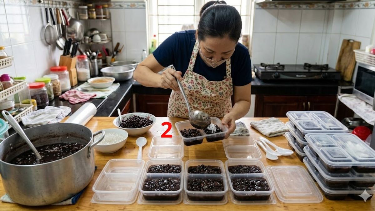 Chia chè vào từng túi hay hộp có ngăn