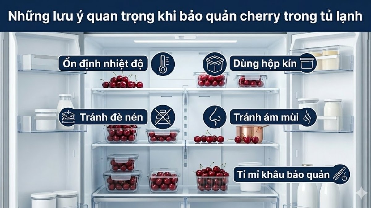 Những lưu ý quan trọng khi bảo quản cherry trong tủ lạnh