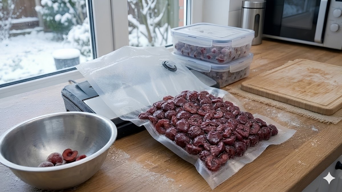 Trút toàn bộ cherry đã đông cứng vào túi zip