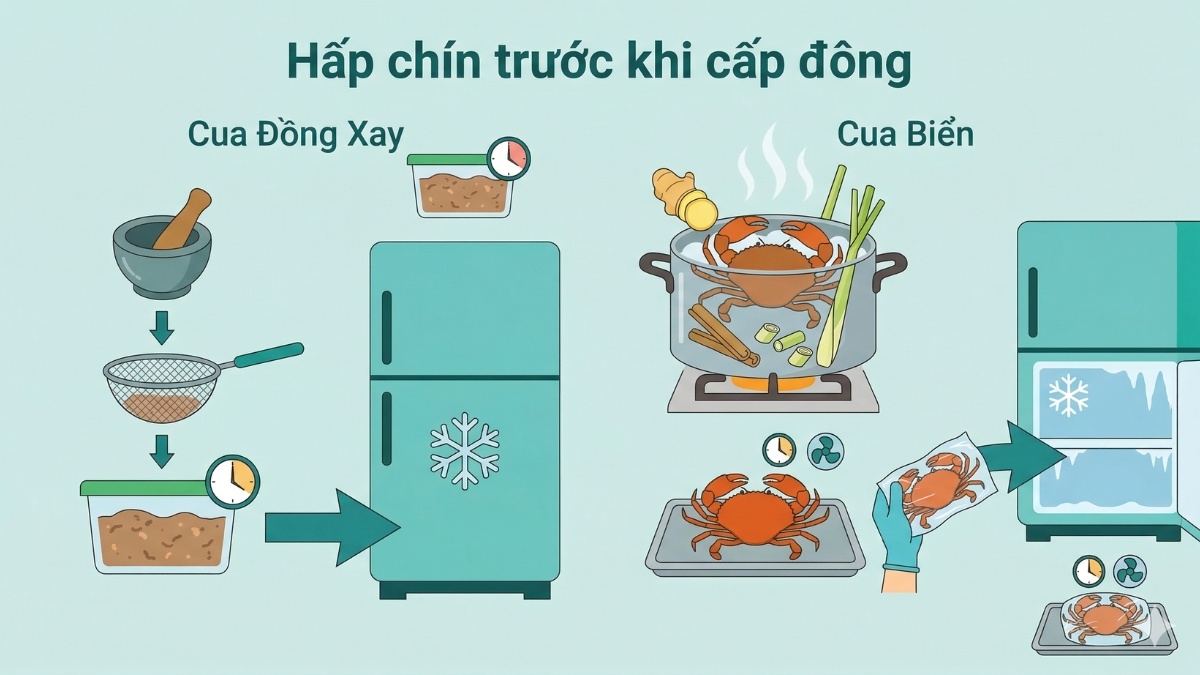 Cách bảo quản cua chín trong tủ lạnh
