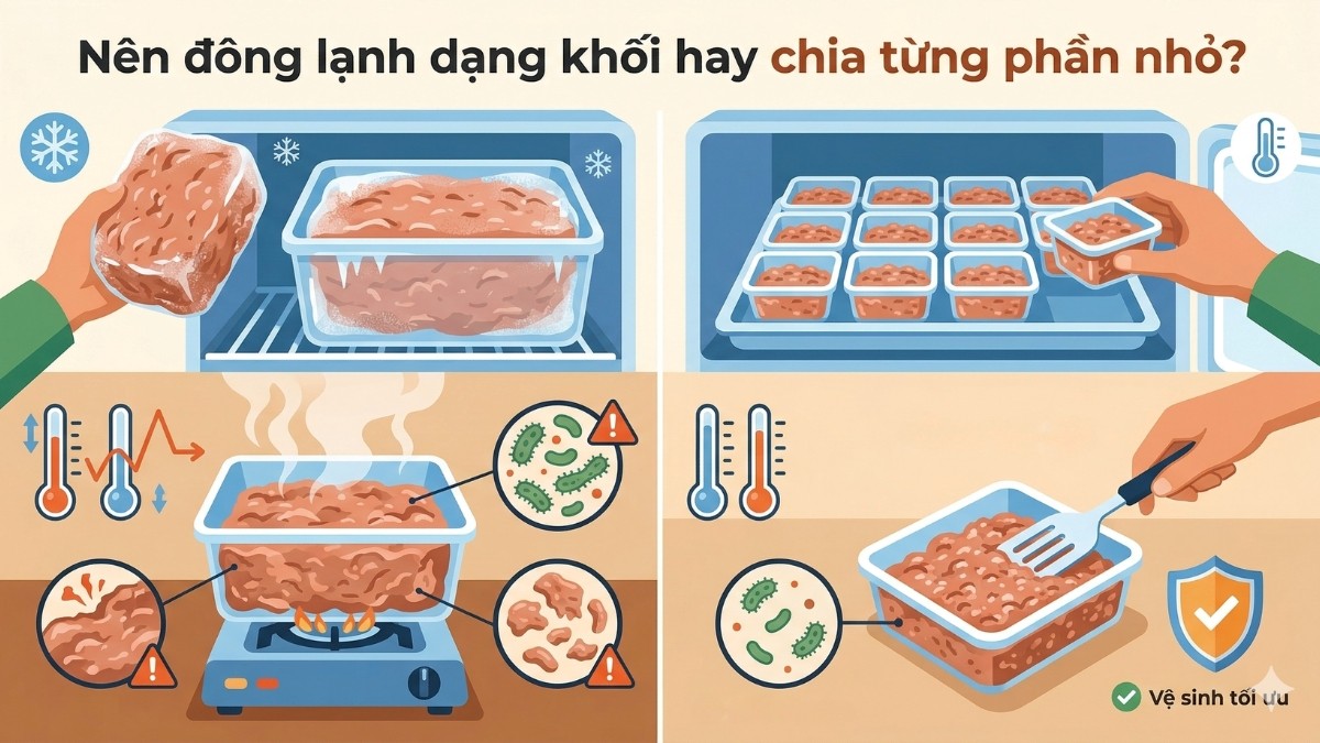 Nên đông lạnh dạng khối hay chia từng phần nhỏ?