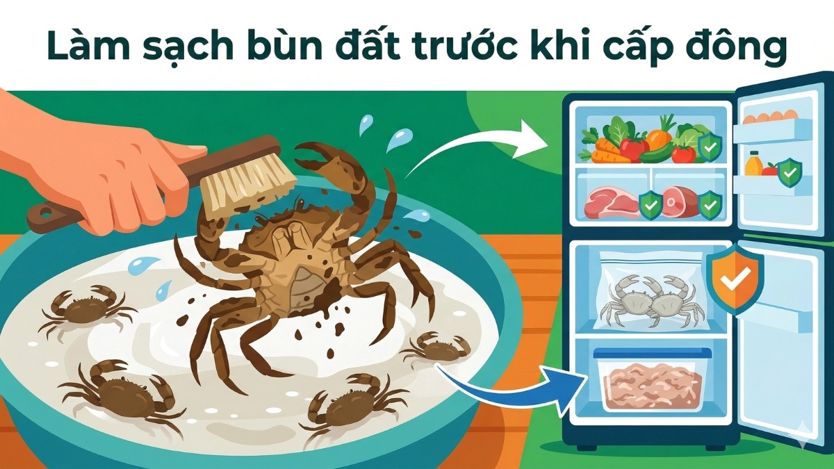 Làm sạch bùn đất trước khi cấp đông