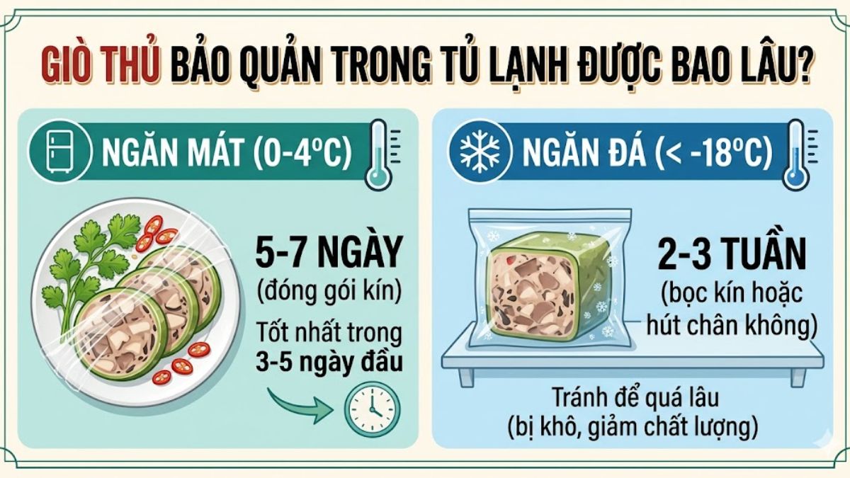 Giò thủ bảo quản trong tủ lạnh được bao lâu?