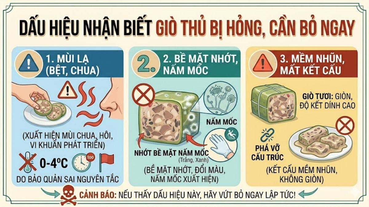 Dấu hiệu nhận biết giò thủ bị hỏng, cần bỏ ngay