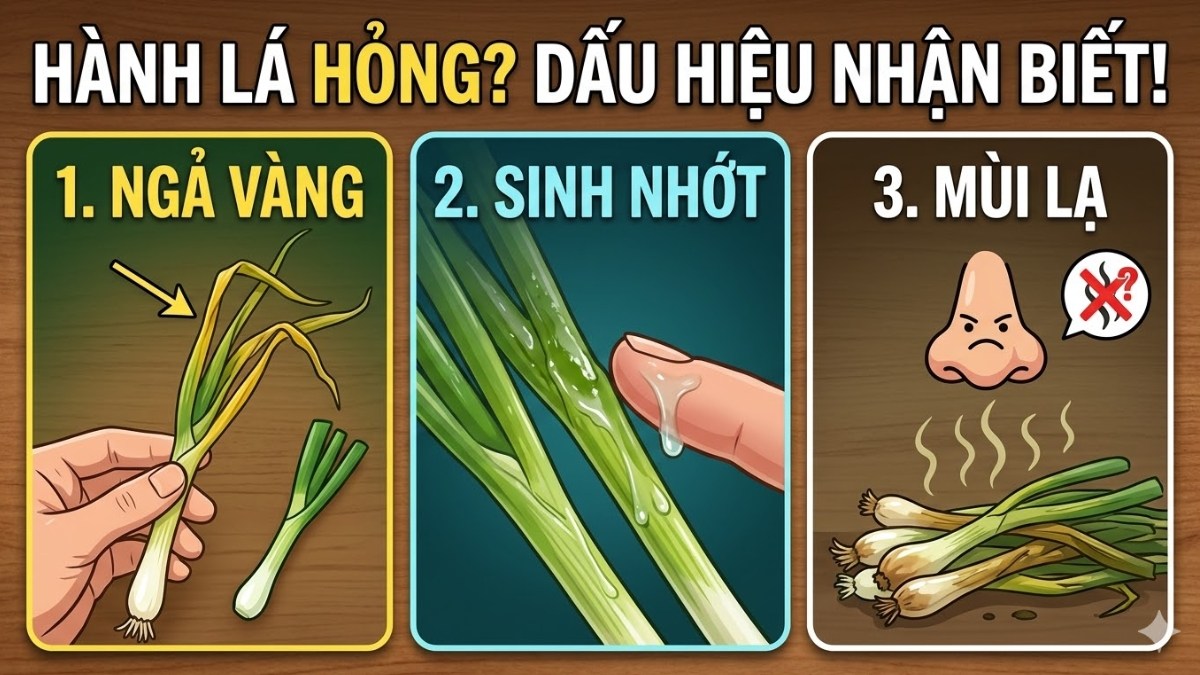Dấu hiệu nhận biết hành lá đã hỏng