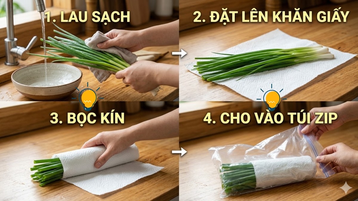 Bọc khăn giấy hút ẩm trước khi cho vào hộp