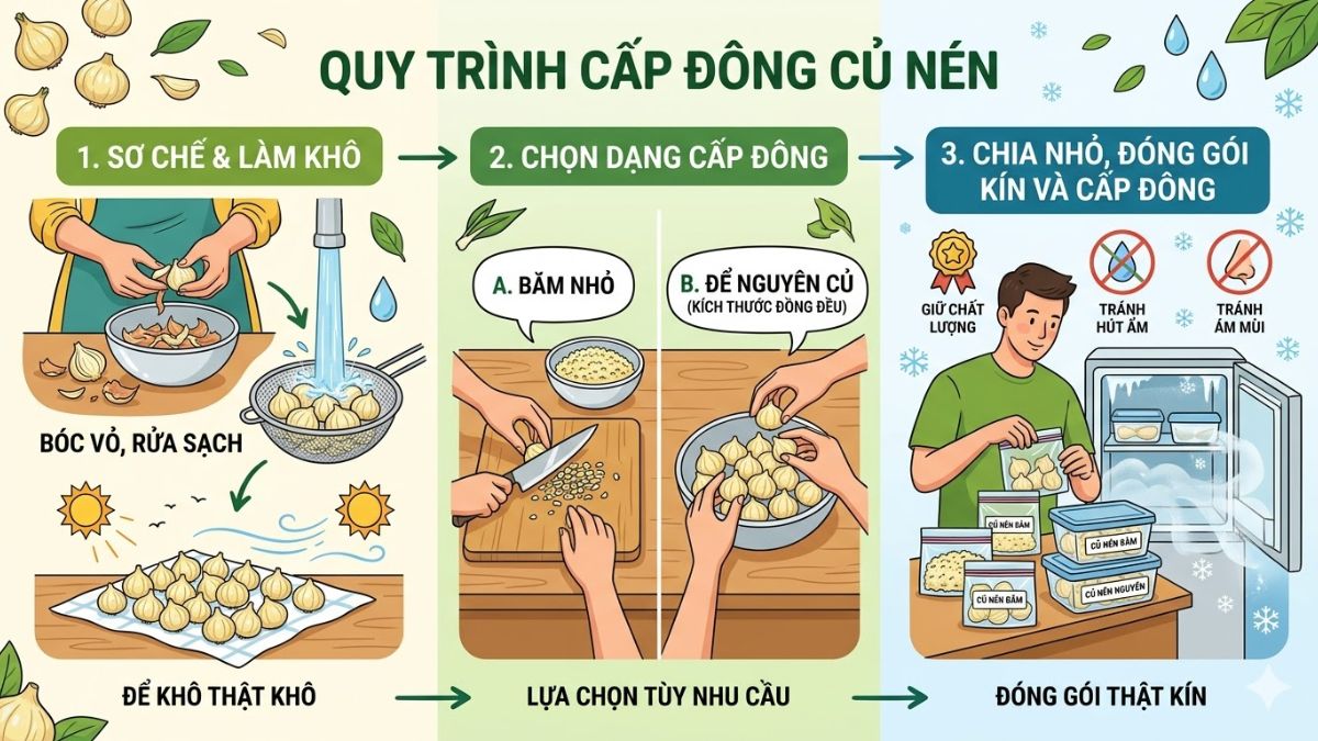 Cách bảo quản hành tăm trong ngăn đá