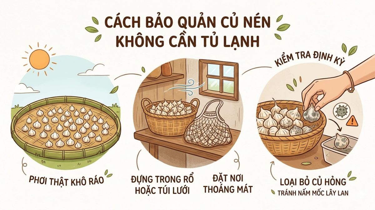 Cách bảo quản hành tăm lâu không cần tủ lạnh