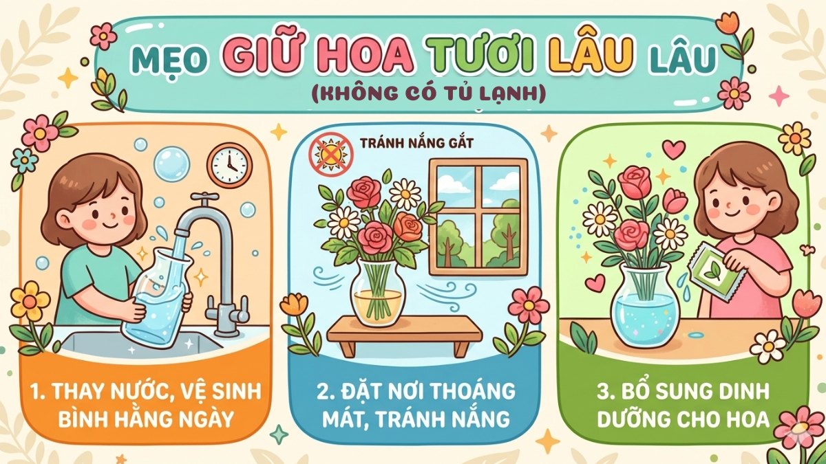 Mẹo bảo quản hoa tươi khi không có tủ lạnh