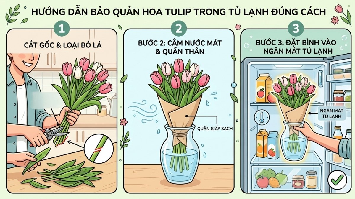 Bảo quản hoa tulip trong tủ lạnh đúng cách