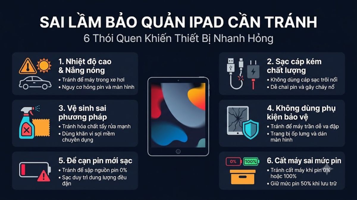 Những sai lầm cần tránh khi bảo quản iPad