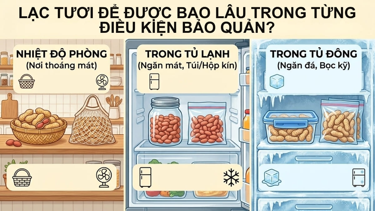 Lạc tươi để được bao lâu trong từng điều kiện bảo quản?