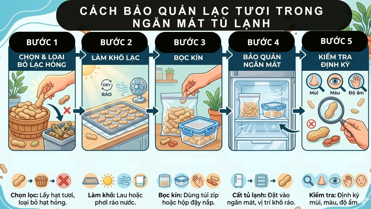 Cách bảo quản lạc tươi trong tủ lạnh ngăn mát