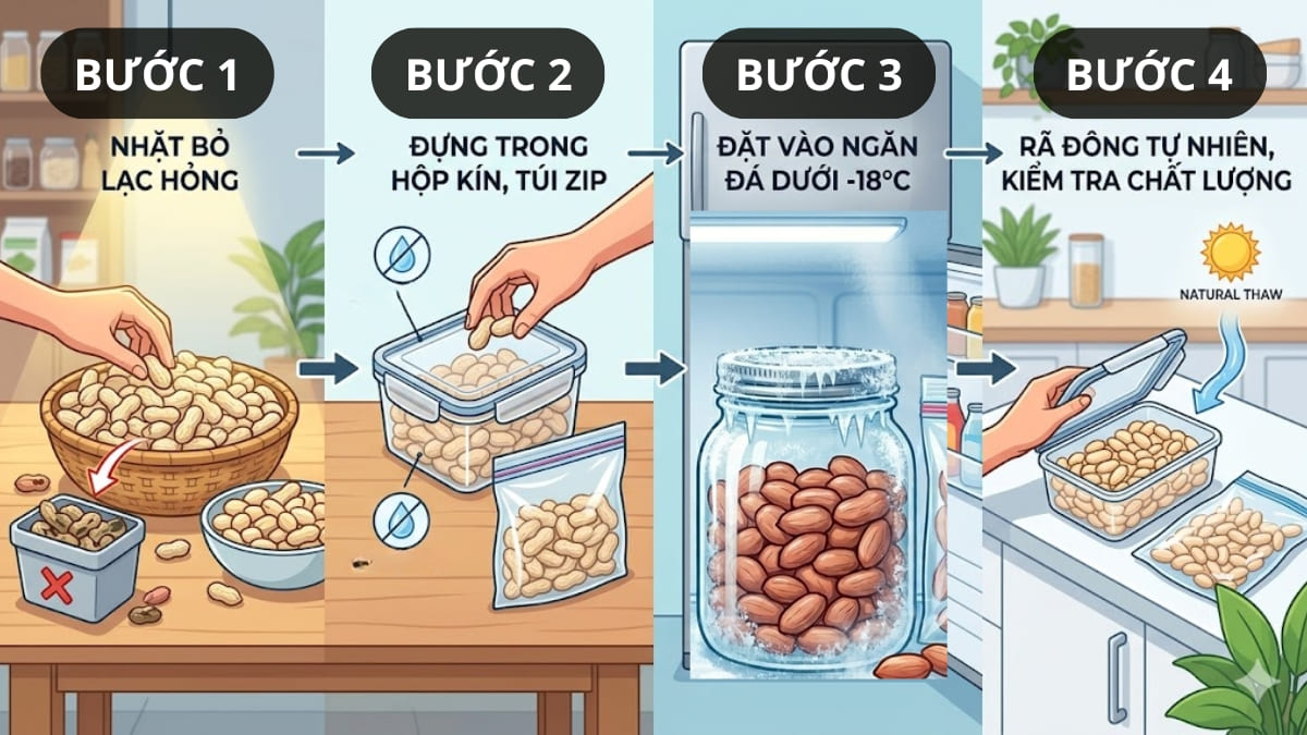 Cách bảo quản lạc tươi trong ngăn đá
