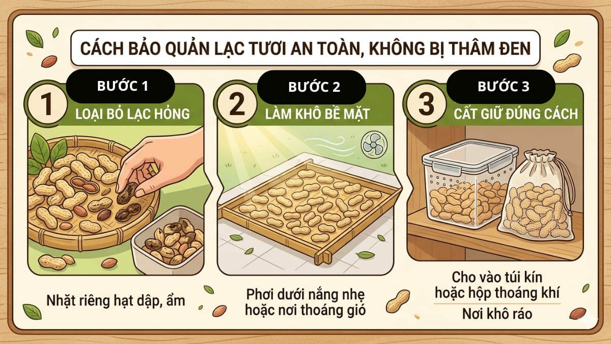 Cách bảo quản lạc tươi chưa luộc an toàn