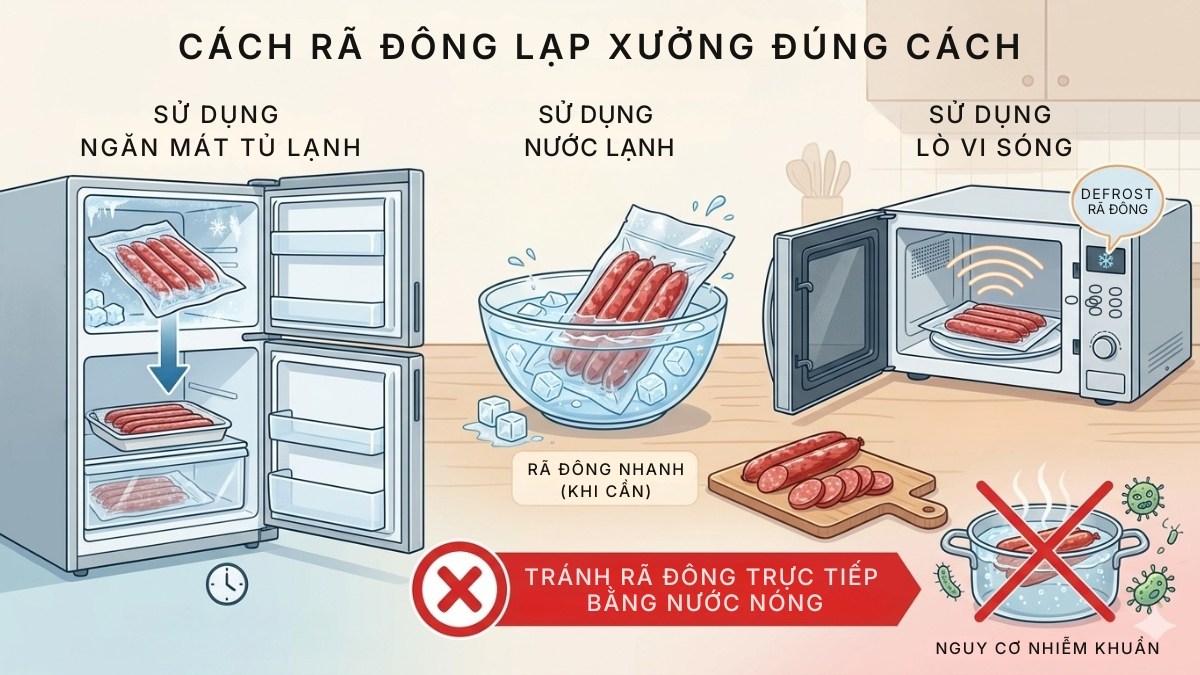 Cách rã đông lạp xưởng đúng cách