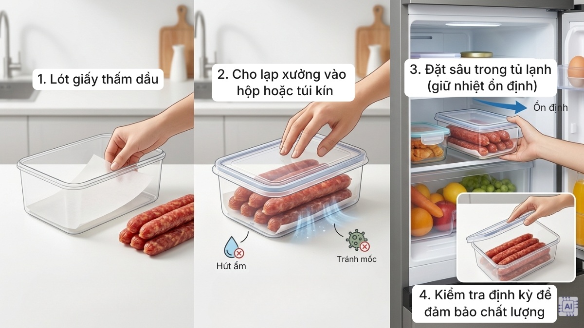 Cách bảo quản lạp xưởng trong tủ lạnh đúng