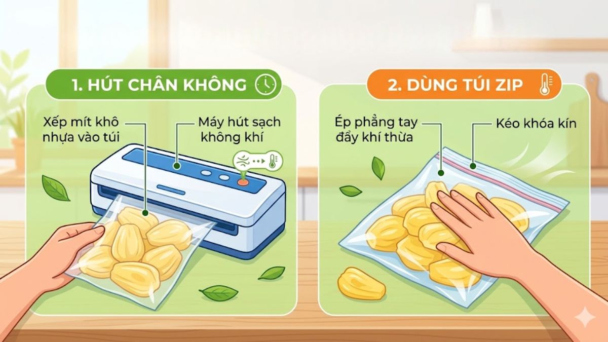 Dùng túi zip hoặc túi hút chân không