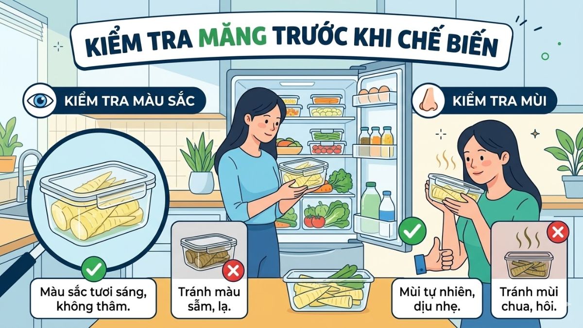 Kiểm tra mùi và màu sắc trước khi chế biến