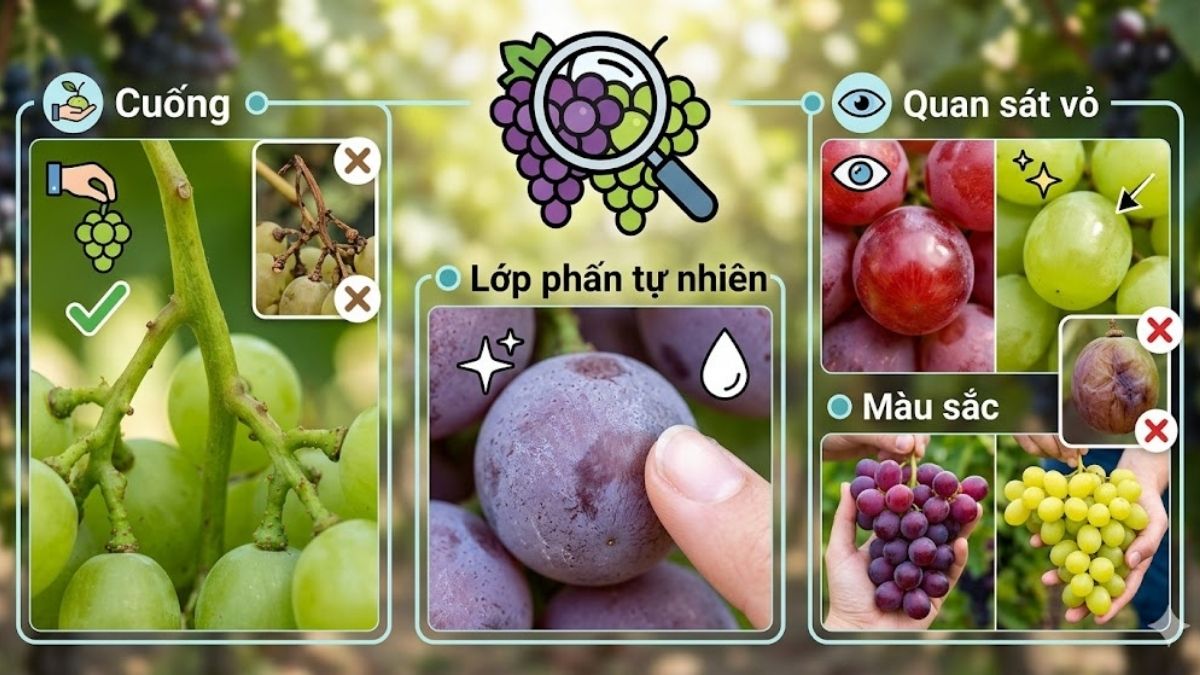 Cách chọn nho tươi ngon trước khi bảo quản
