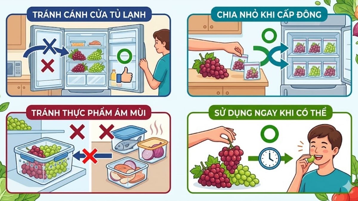 Những lưu ý quan trọng khi bảo quản nho trong tủ lạnh