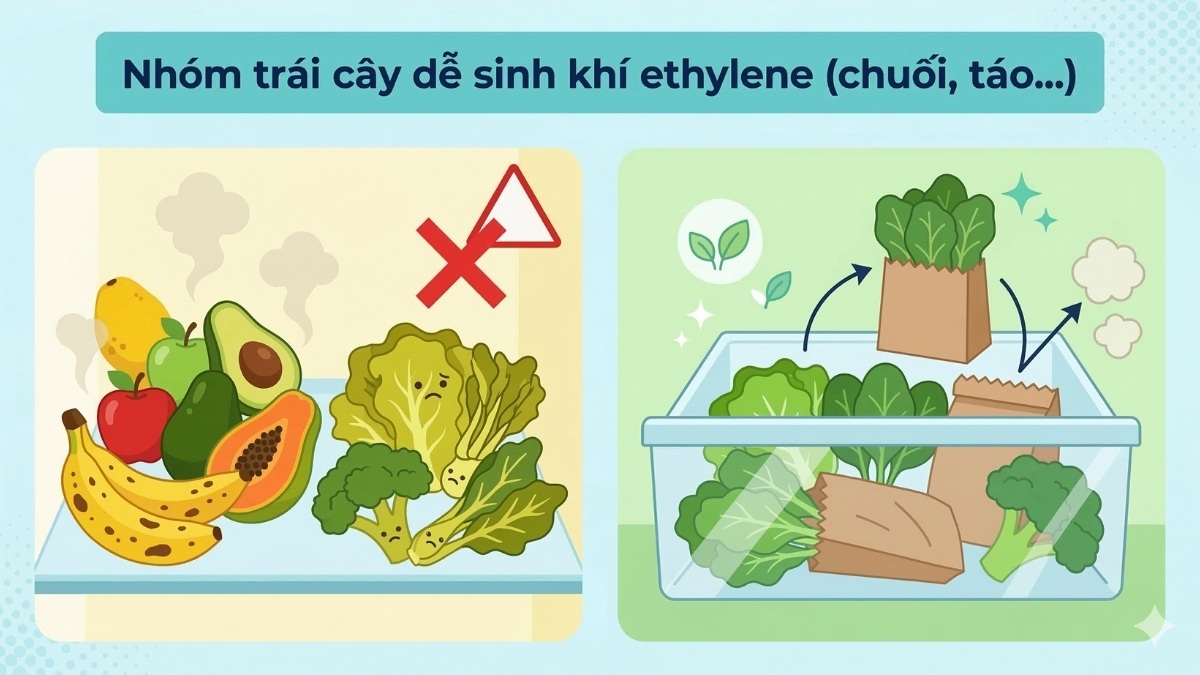 Nhóm trái cây dễ sinh khí ethylene (chuối, táo…)