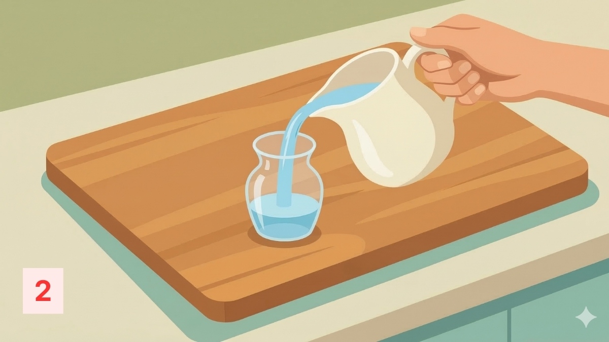 Đổ khoảng 2-3 cm nước sạch