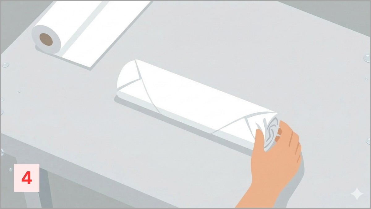 Gấp kín hai đầu mép giấy ăn để khóa luồng khí