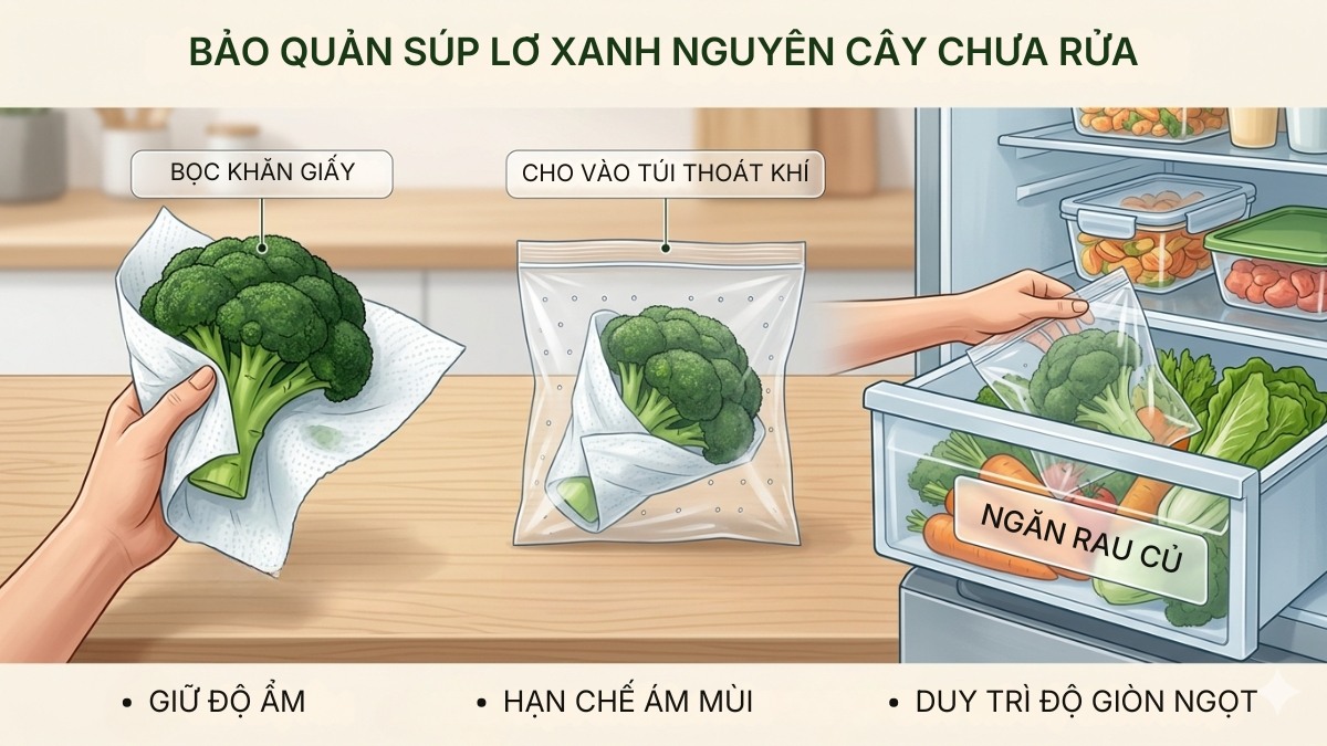 Cách bảo quản súp lơ xanh trong tủ lạnh ngăn mát