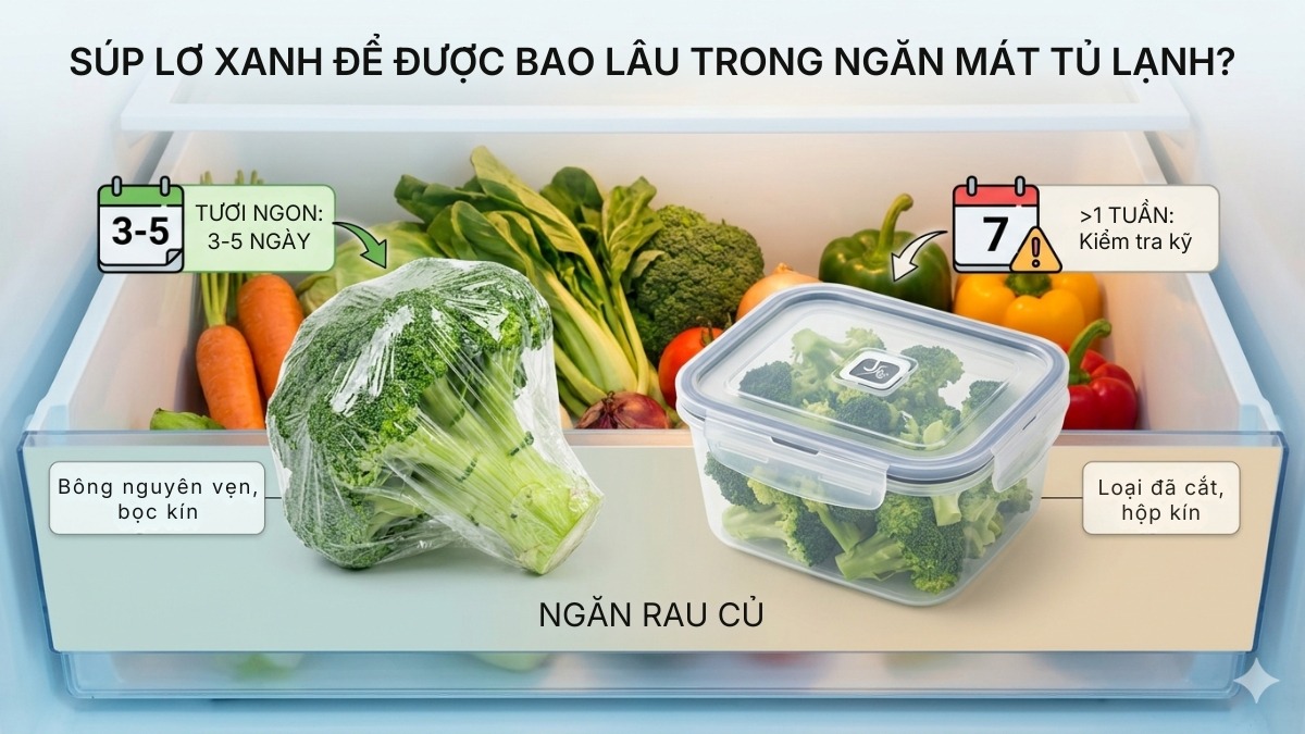 Súp lơ xanh để được bao lâu trong ngăn mát tủ lạnh?