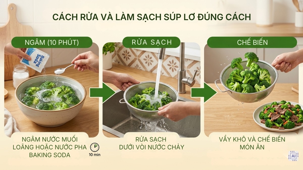 Cách rửa và làm sạch súp lơ xanh đúng cách