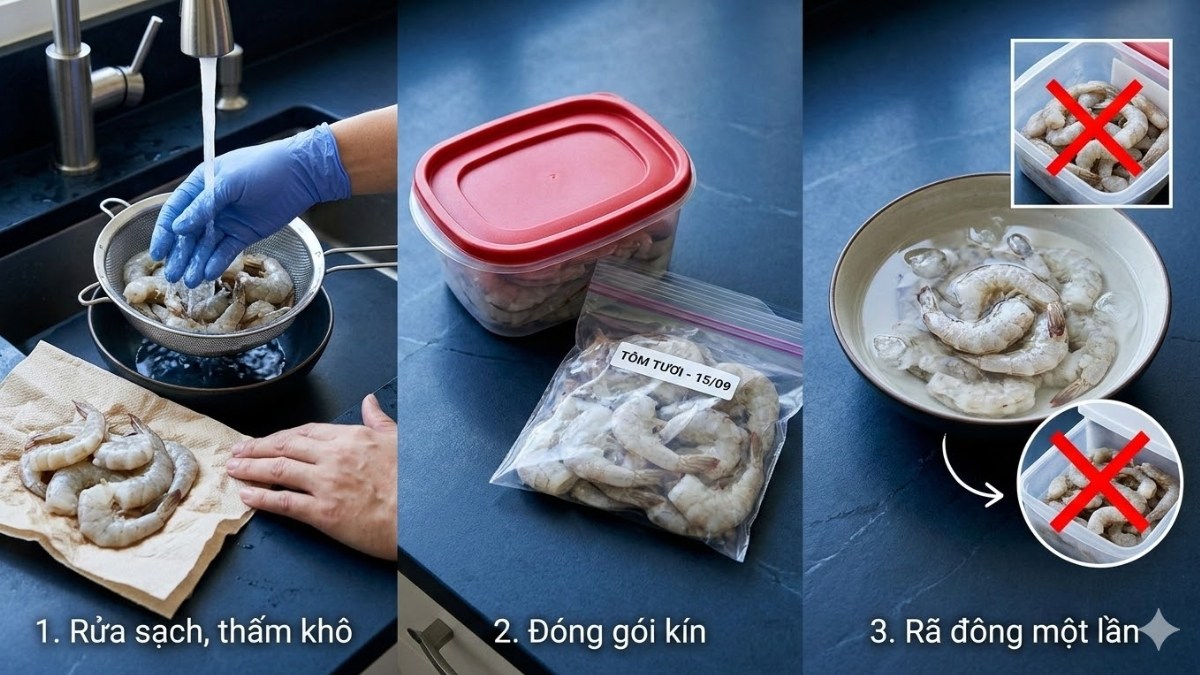 Một số lưu ý đảm bảo an toàn khi bảo quản tôm