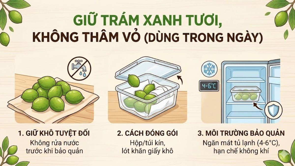 Cách bảo quản trám xanh trong tủ lạnh theo từng nhu cầu sử dụng