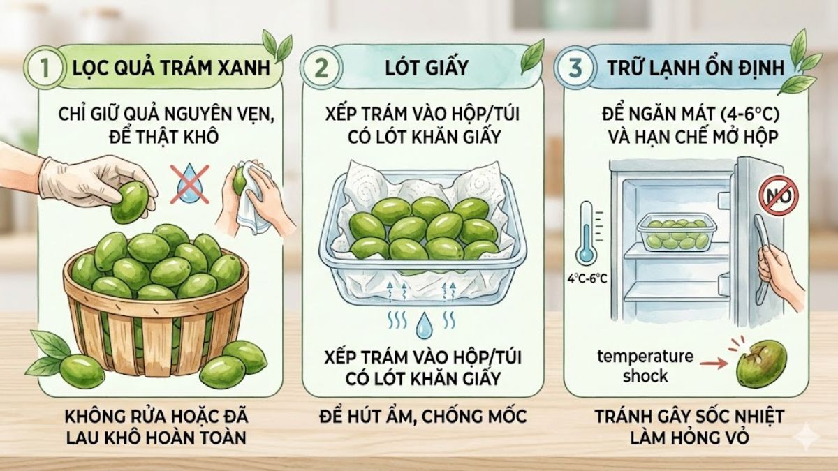 Giữ trám tươi 5-7 ngày trong ngăn mát