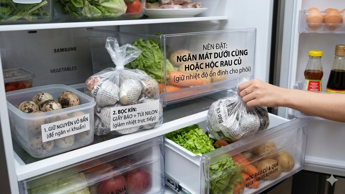 Cách bảo quản trứng vịt lộn sống trong tủ lạnh