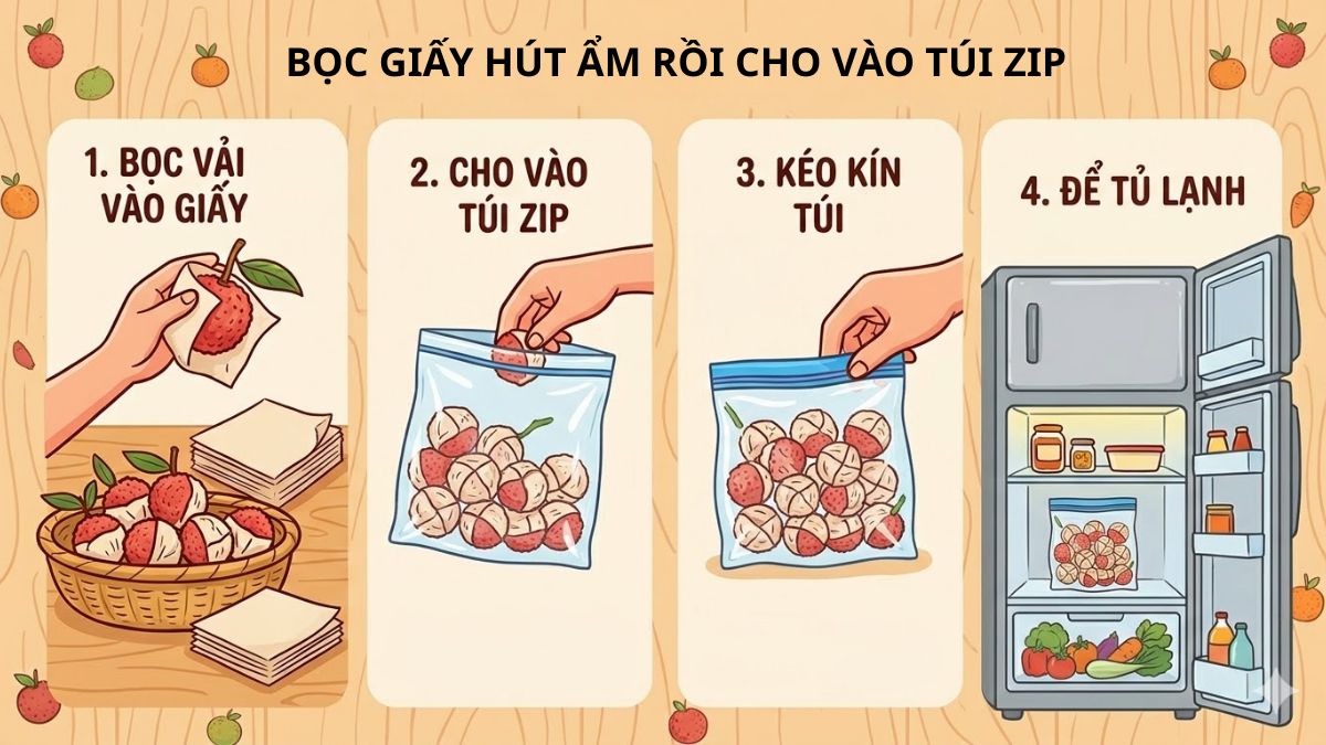 Bọc giấy hút ẩm rồi cho vào túi zip