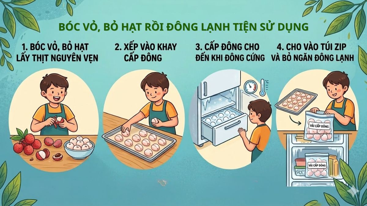 Bóc vỏ, bỏ hạt rồi đông lạnh tiện sử dụng