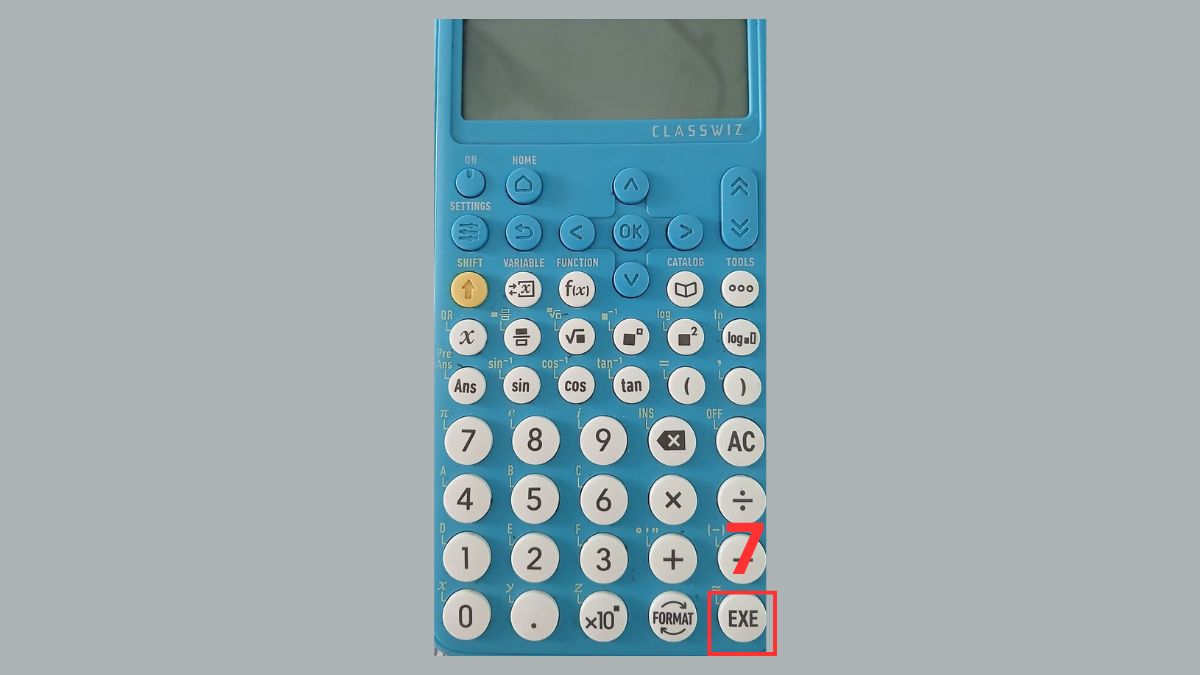 Nhấn EXE để thực hiện phép tính
