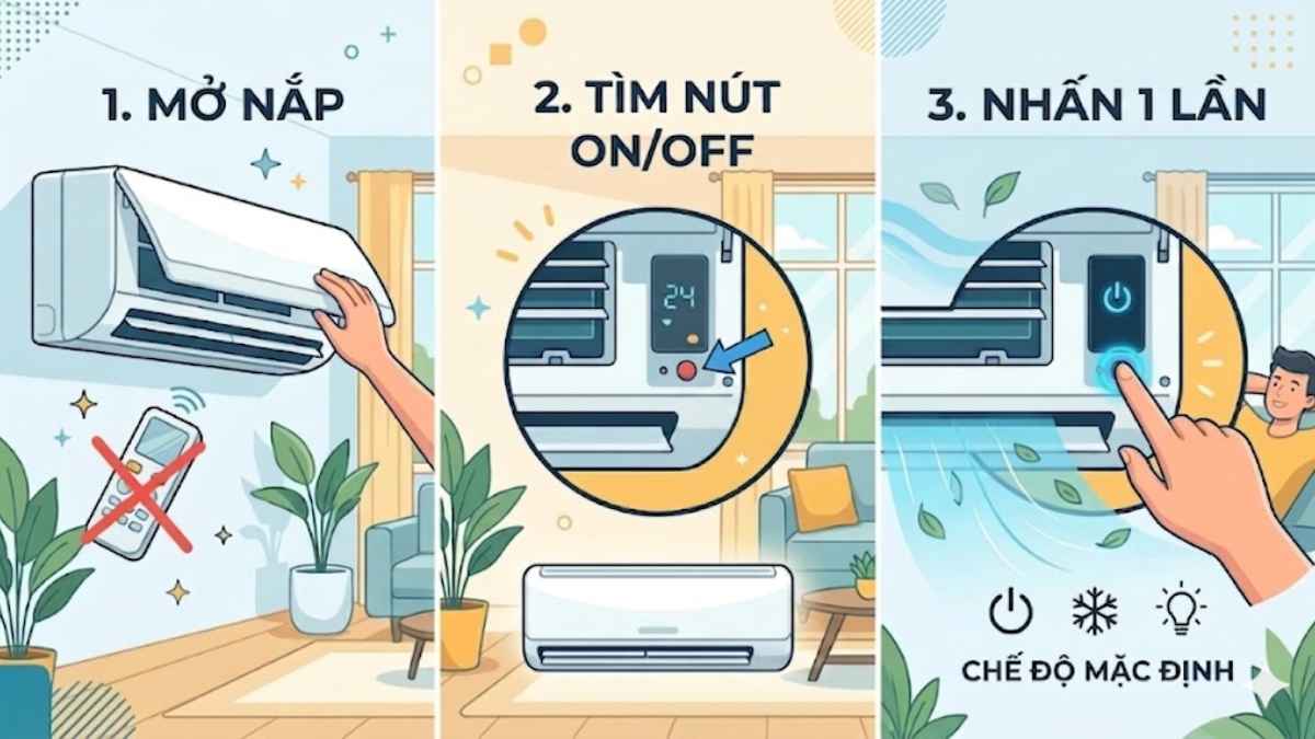 Cách bật điều hòa không cần điều khiển