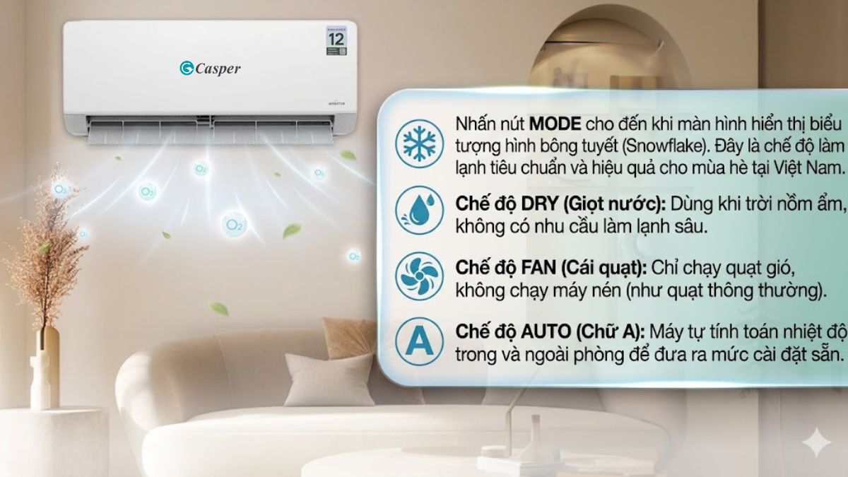 Cách chỉnh điều hoà Casper 1 chiều cho mát nhanh
